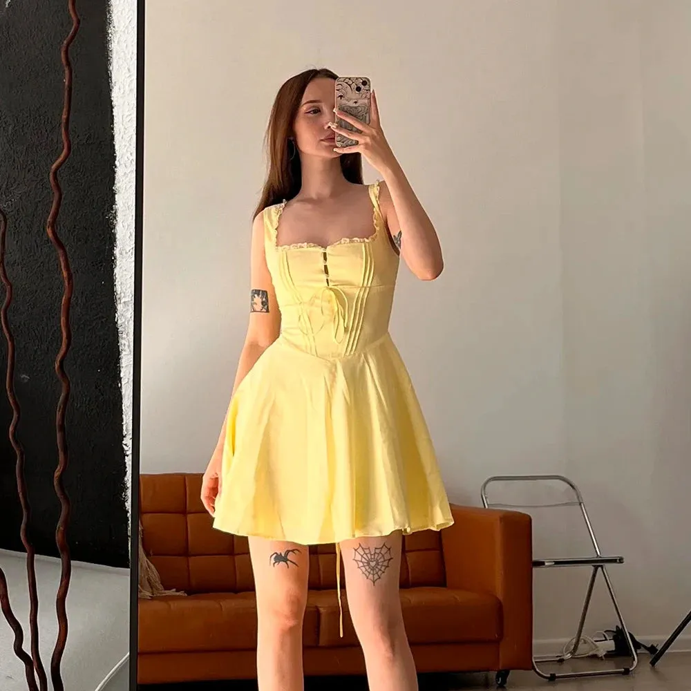 Summer Lovely Cute Mini Dress Black Hollow Out Sexy Party Dress