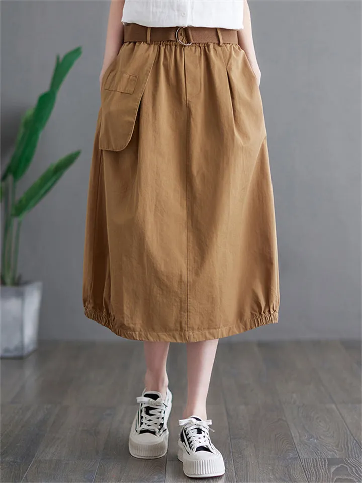 Summer Solid Color Cargo Skirts For Women