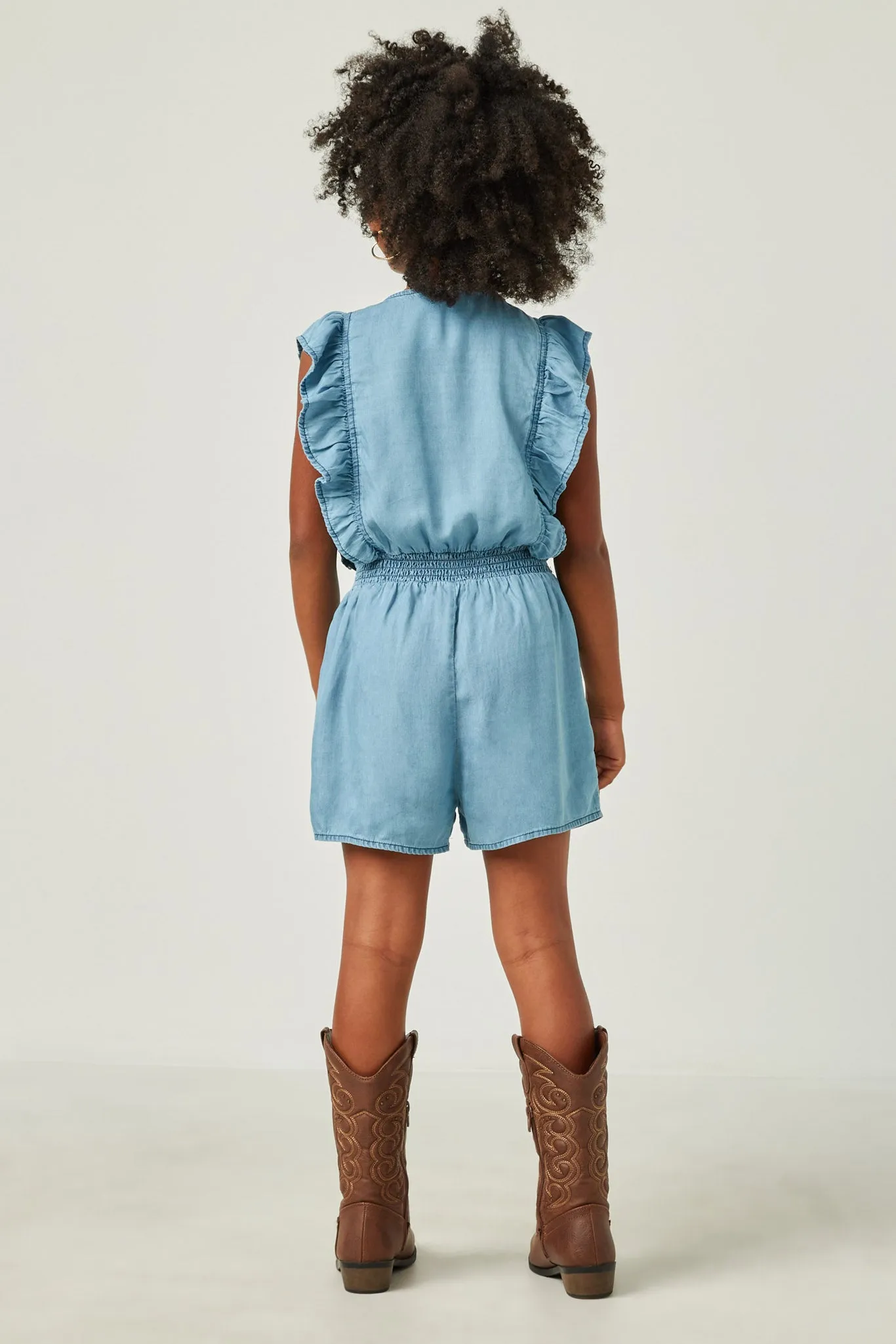 Surplice Ruffle Detail Tencel Romper