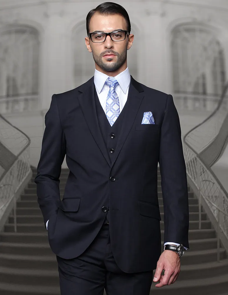 TAZZA NAVY BIG & TALL REGULAR FIT 3 PC SUIT
