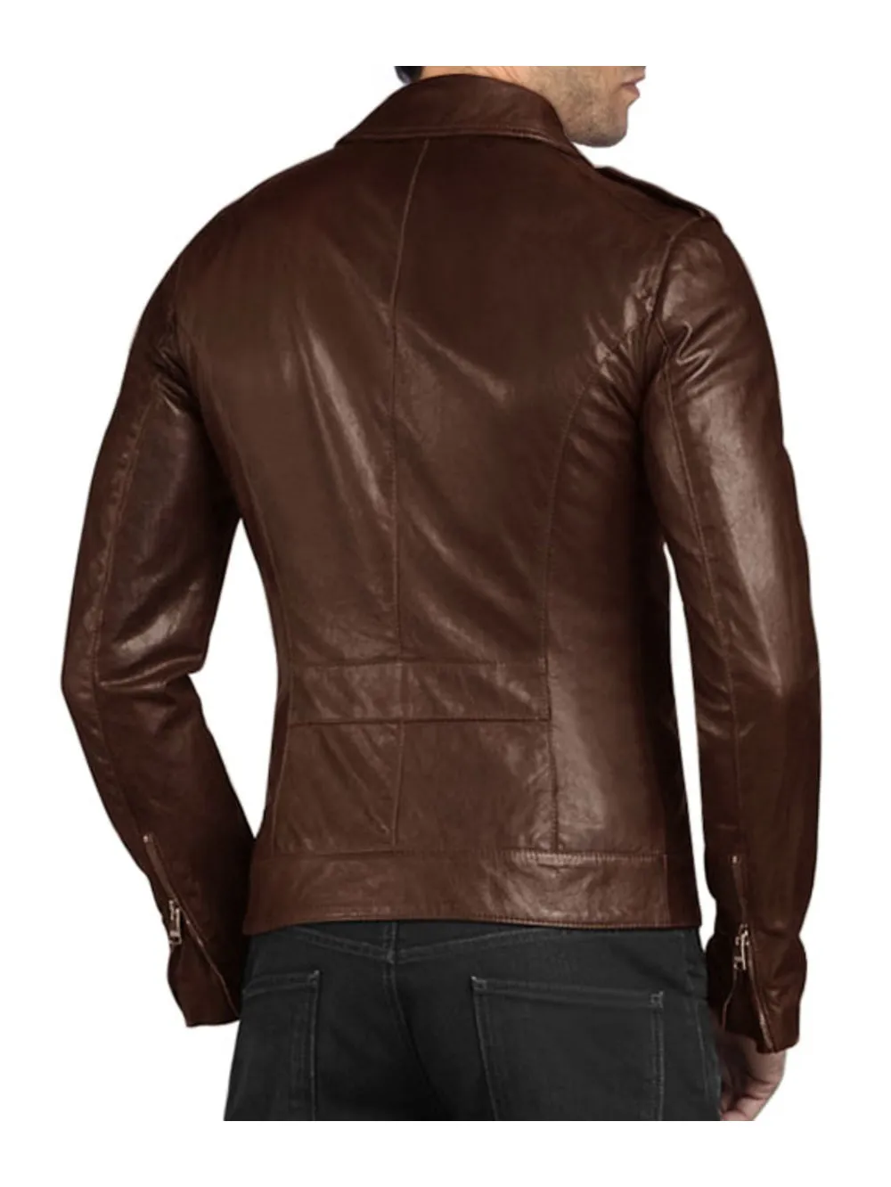 Tilted Pocket Leather Biker Jacket