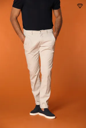Torino men's chino pants in fine cotton and lyocell tricot slim fit ①
