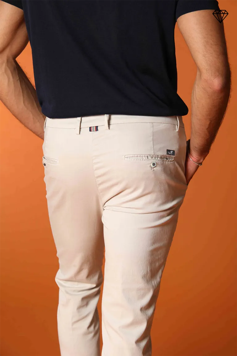 Torino men's chino pants in fine cotton and lyocell tricot slim fit ①
