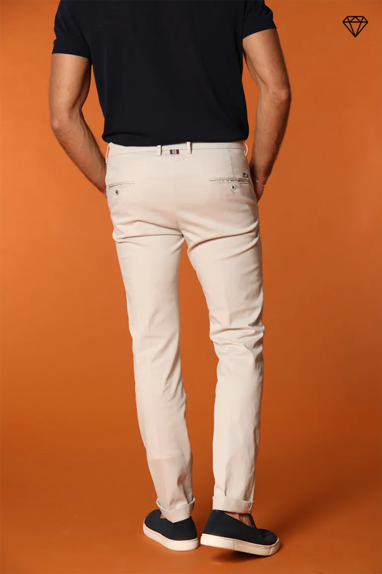 Torino men's chino pants in fine cotton and lyocell tricot slim fit ①