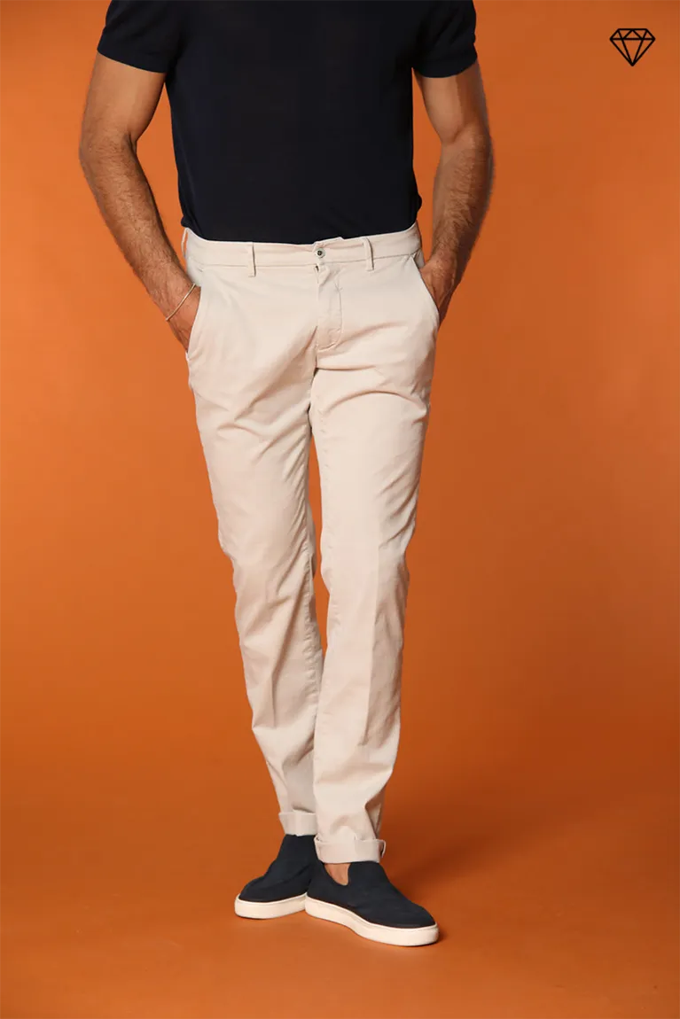 Torino men's chino pants in fine cotton and lyocell tricot slim fit ①