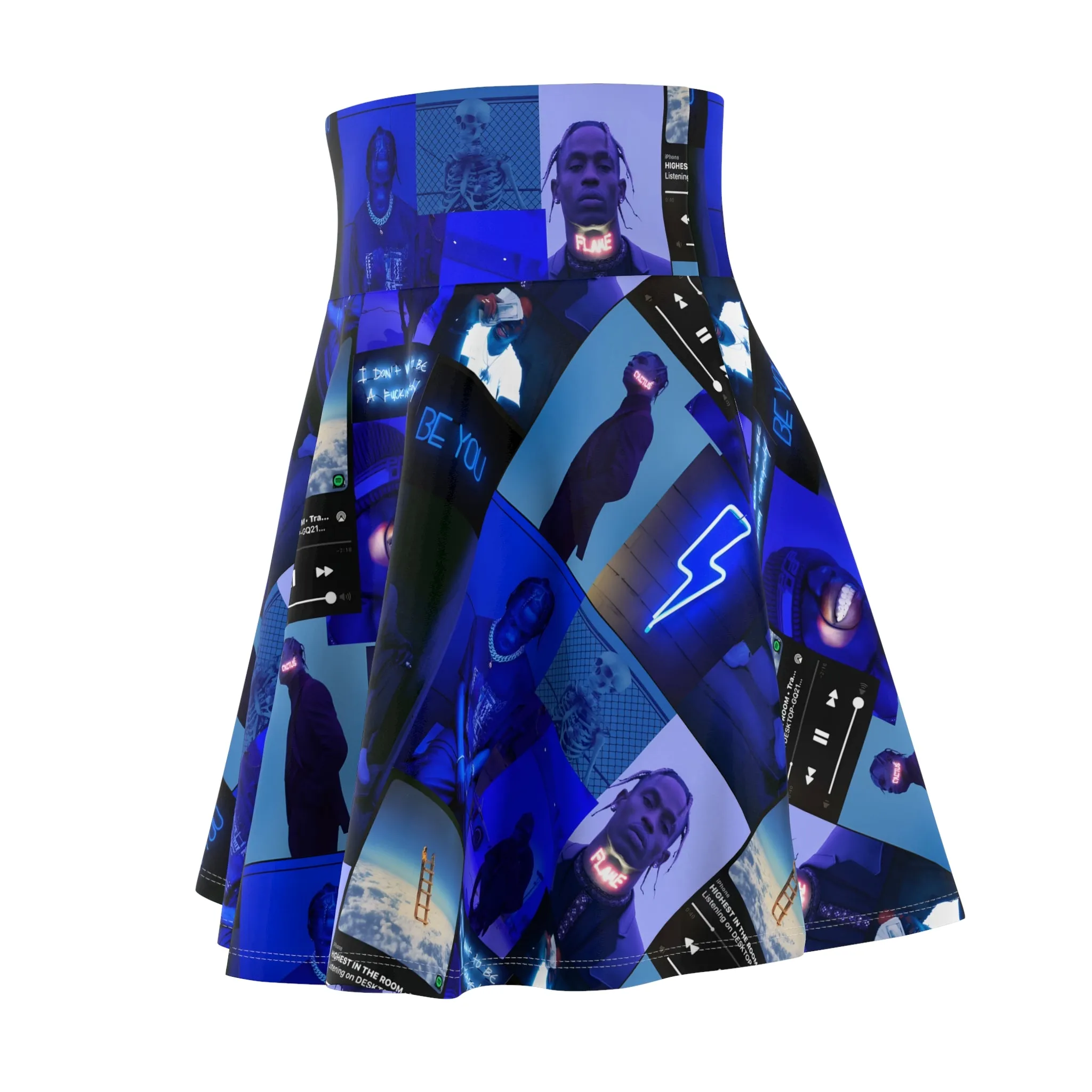 Travis Scott Blue Aesthetic Collage Women's Skater Skirt
