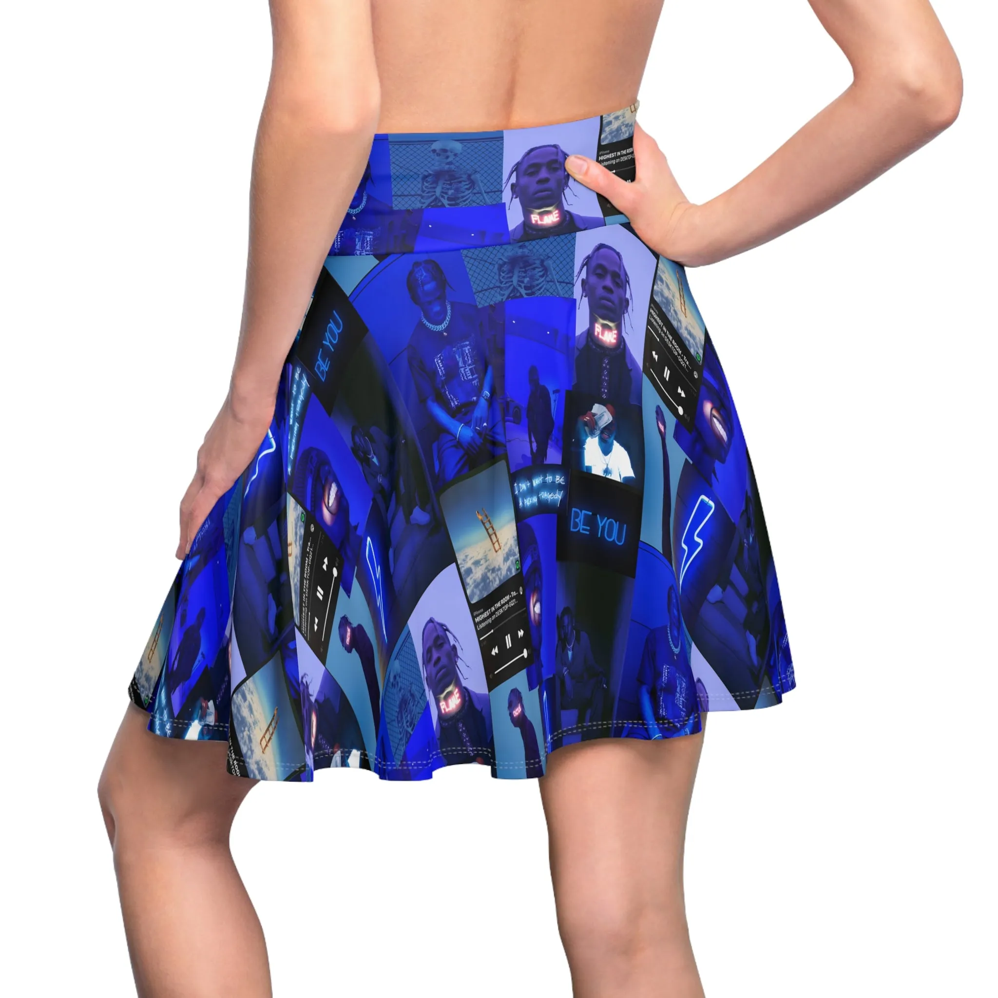 Travis Scott Blue Aesthetic Collage Women's Skater Skirt