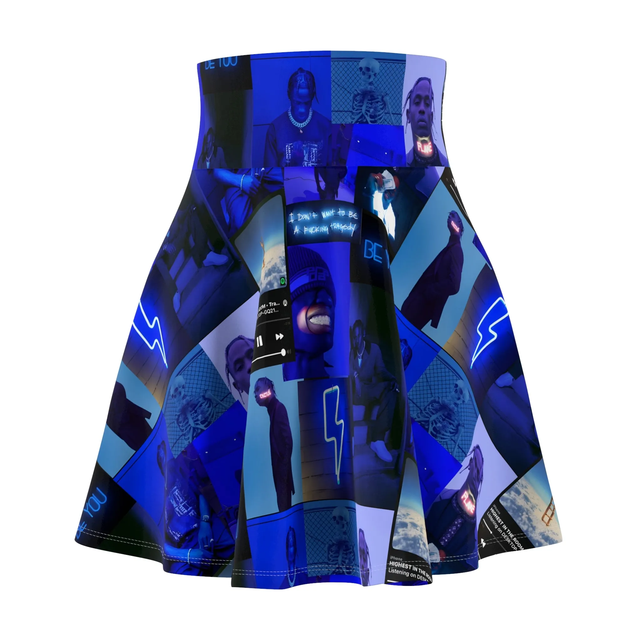 Travis Scott Blue Aesthetic Collage Women's Skater Skirt
