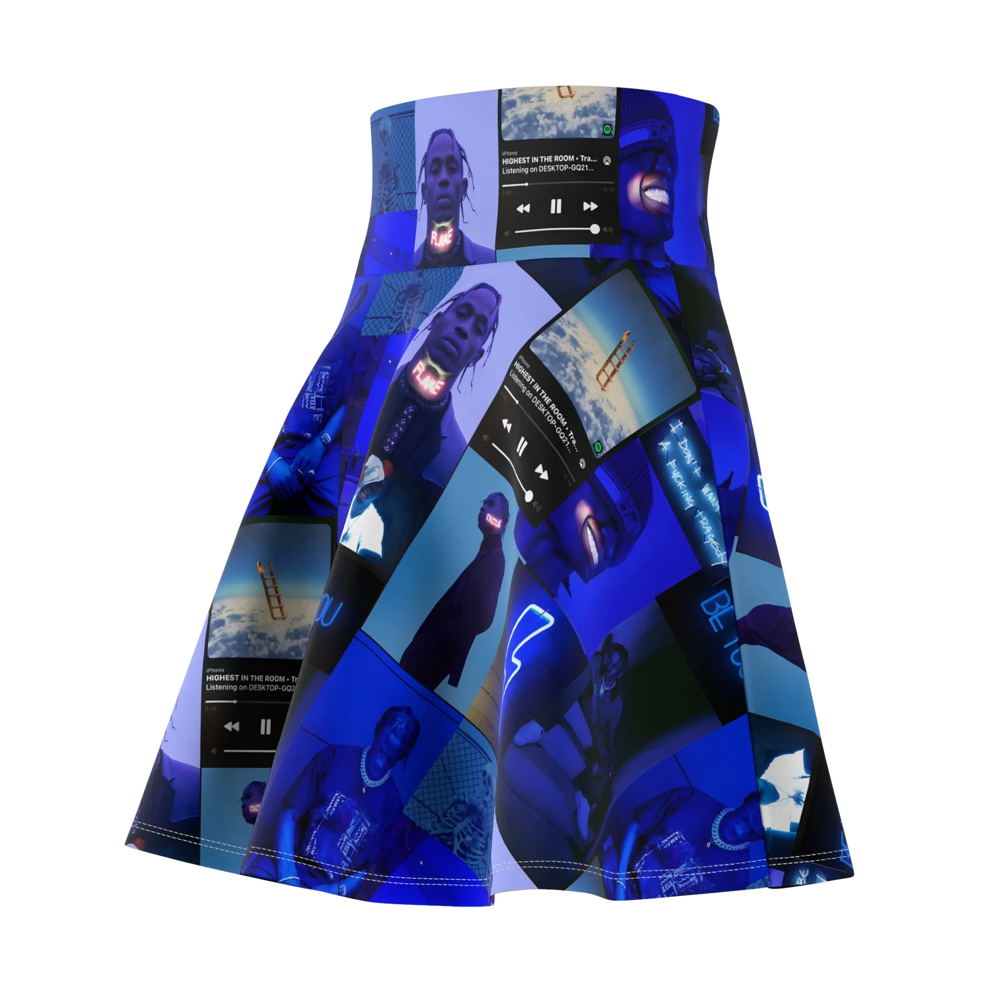 Travis Scott Blue Aesthetic Collage Women's Skater Skirt