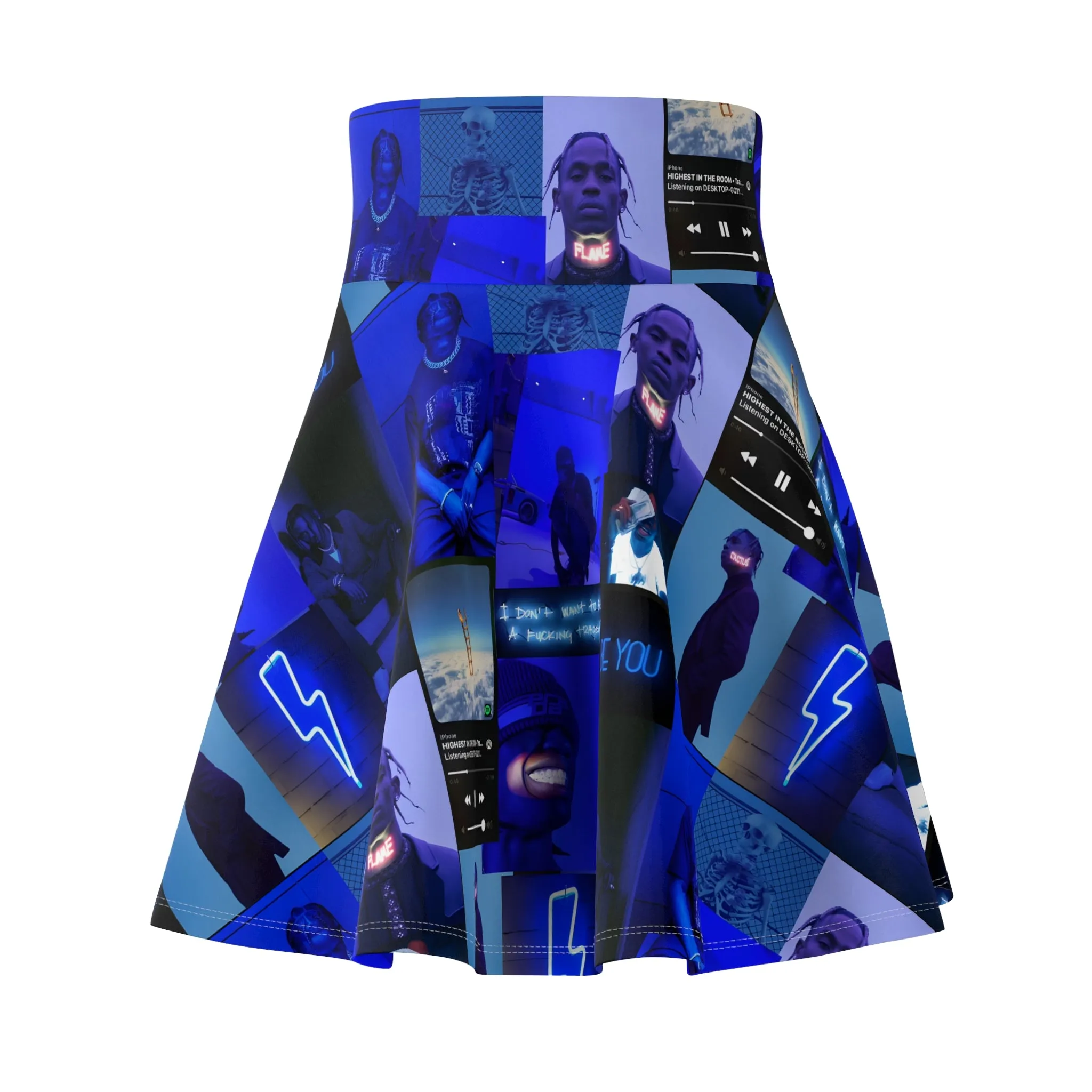 Travis Scott Blue Aesthetic Collage Women's Skater Skirt