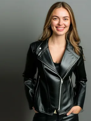 Trendy Luxe Biker Leather Jacket