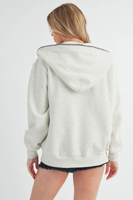 Trim Detail Zip Hoodie