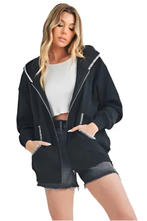 Trim Detail Zip Hoodie