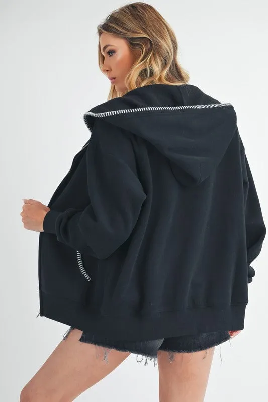 Trim Detail Zip Hoodie