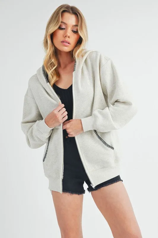Trim Detail Zip Hoodie