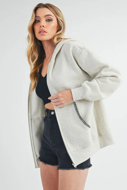 Trim Detail Zip Hoodie