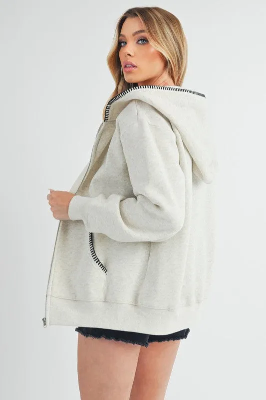 Trim Detail Zip Hoodie