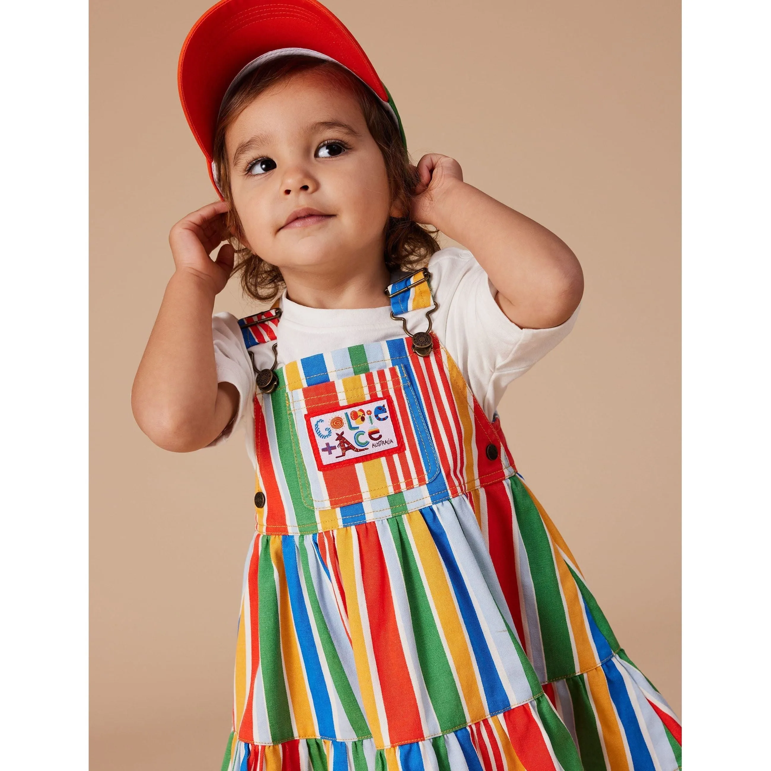 Tully Tiered Pinafore Dress Land Down Under Stripe