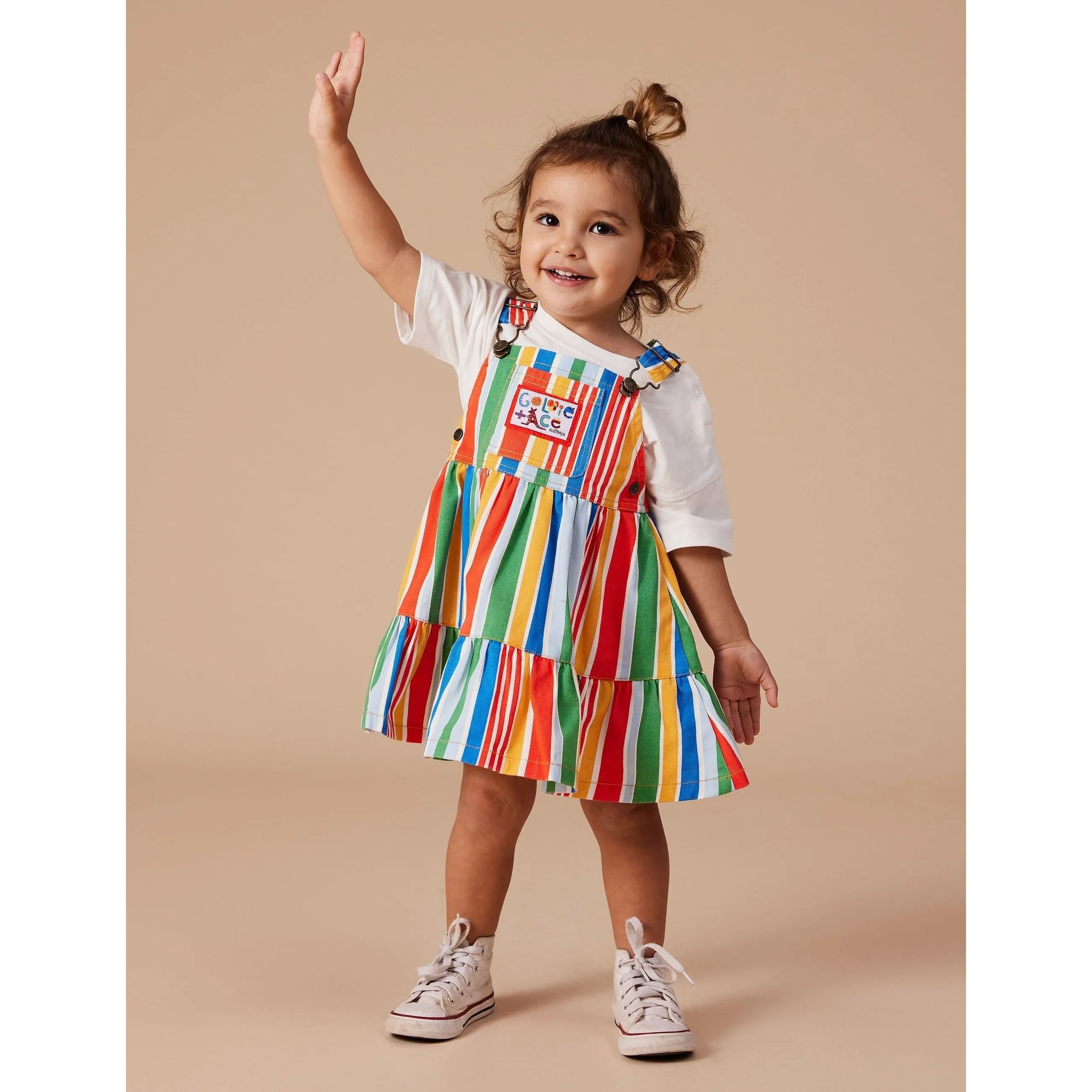 Tully Tiered Pinafore Dress Land Down Under Stripe