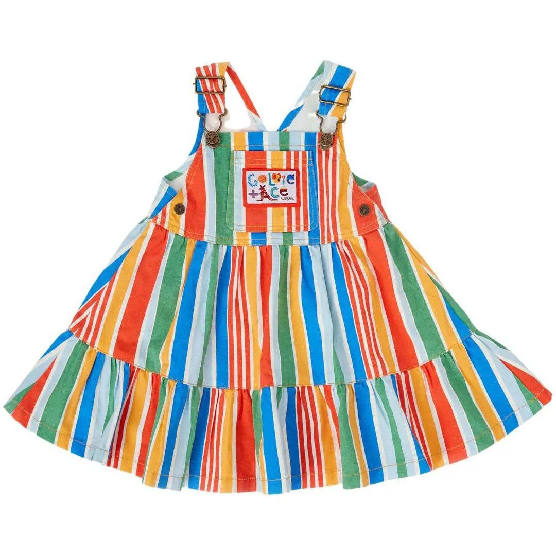 Tully Tiered Pinafore Dress Land Down Under Stripe