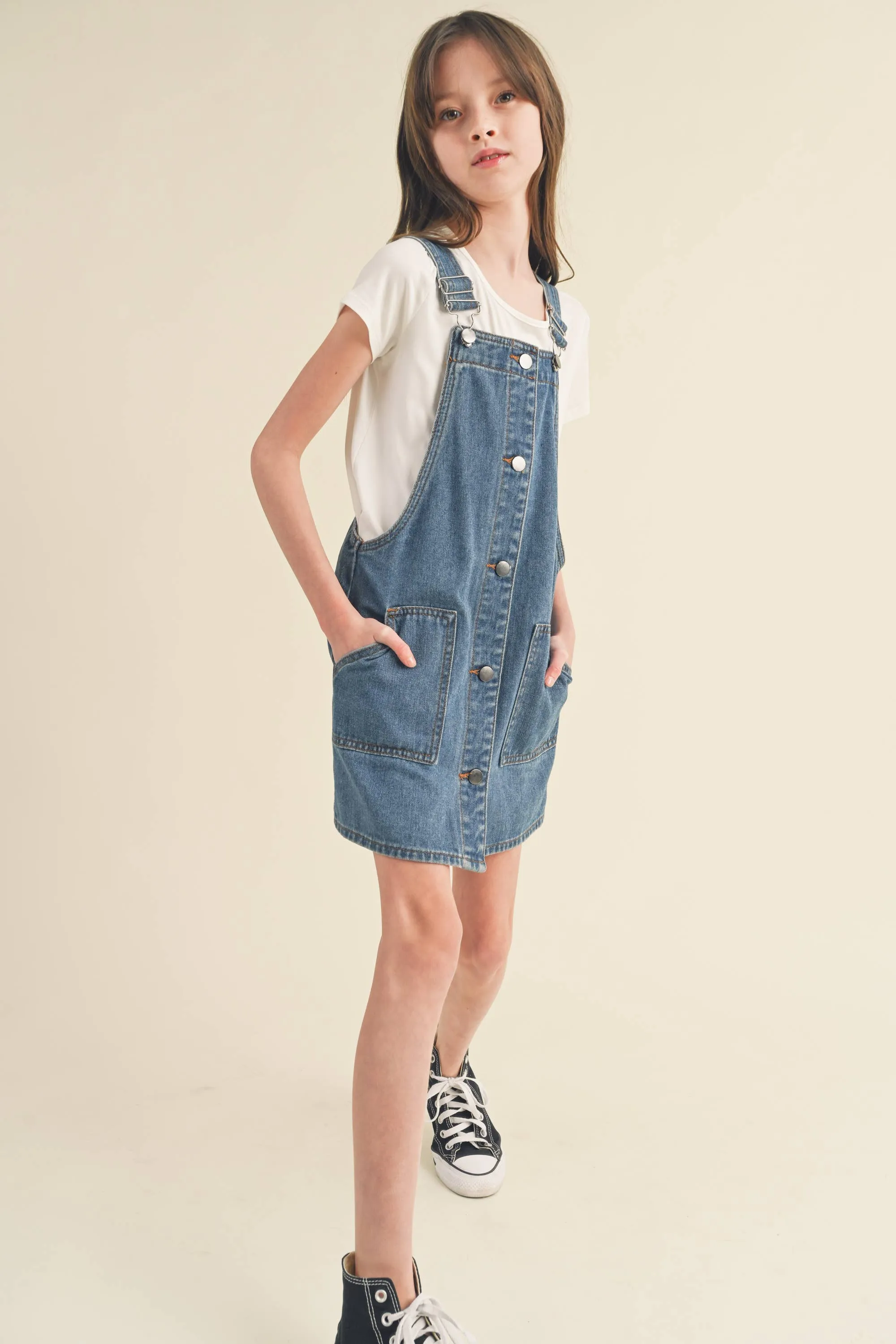 Tween Kids Girls Denim Overall Dress