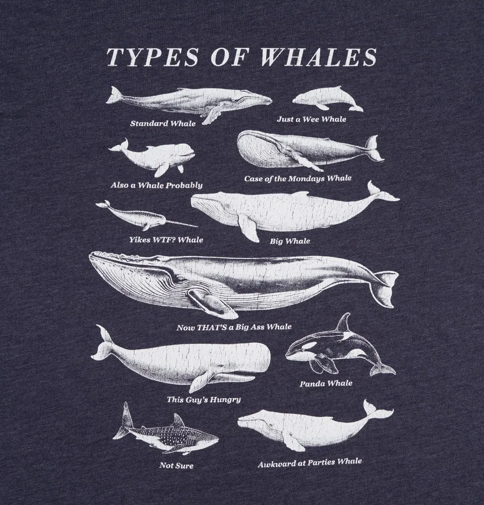 TYPES OF WHALES Navy Unisex t-shirt