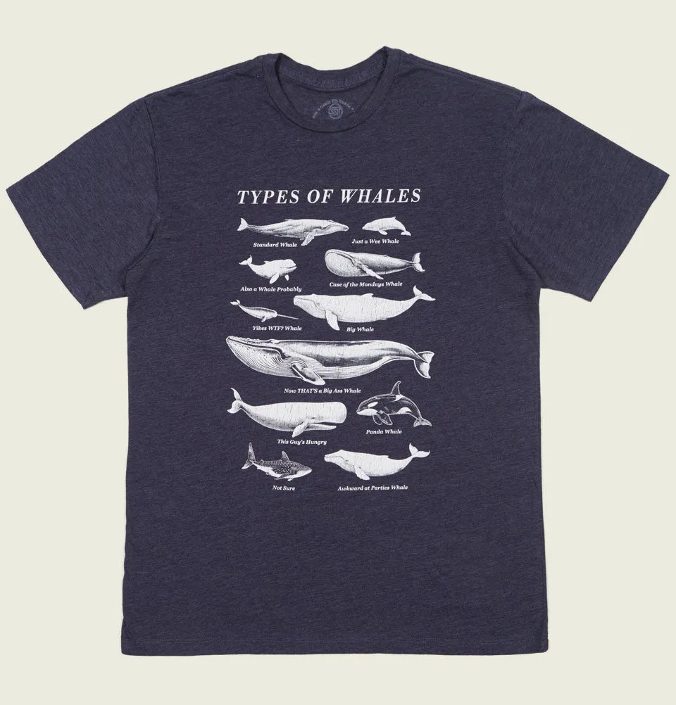 TYPES OF WHALES Navy Unisex t-shirt