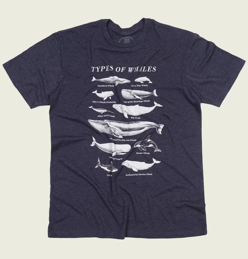 TYPES OF WHALES Navy Unisex t-shirt