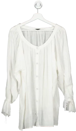 Vanessa Sposi White Cotton Button Front Mini Dress UK XS