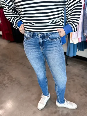 Vervet High Rise Uneven Raw Hem Crop Skinny
