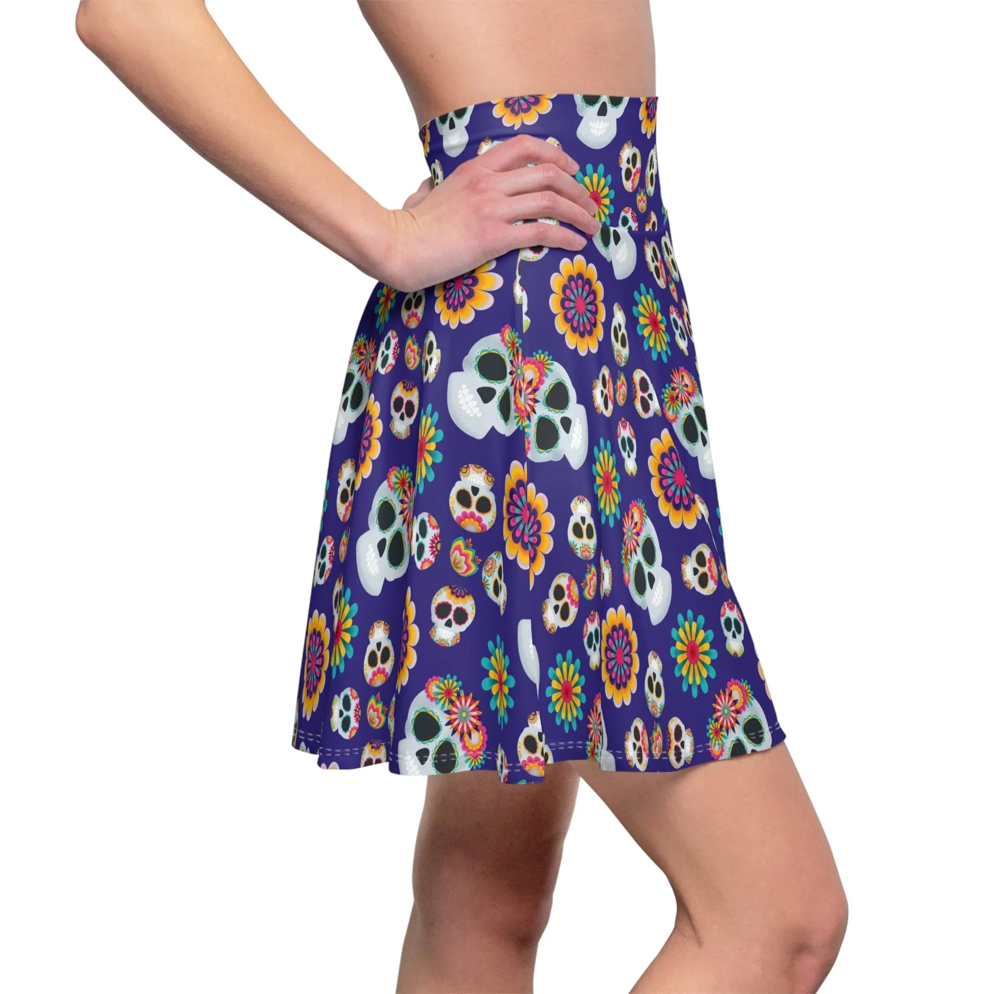 Vibrant Day of the Dead Skater Skirt for Women