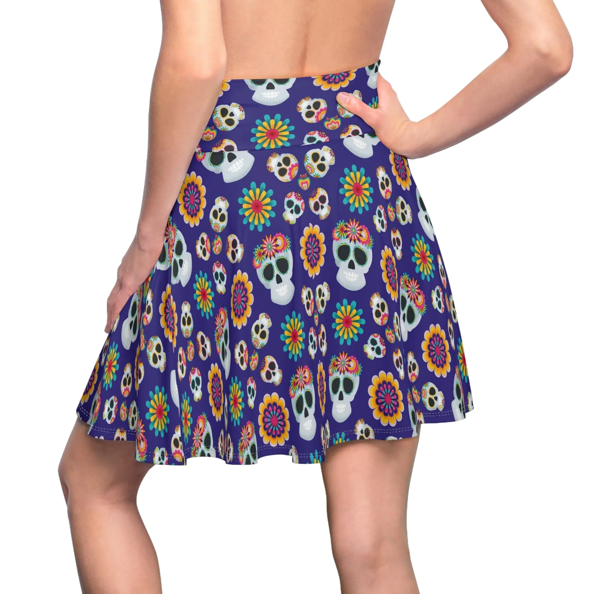 Vibrant Day of the Dead Skater Skirt for Women
