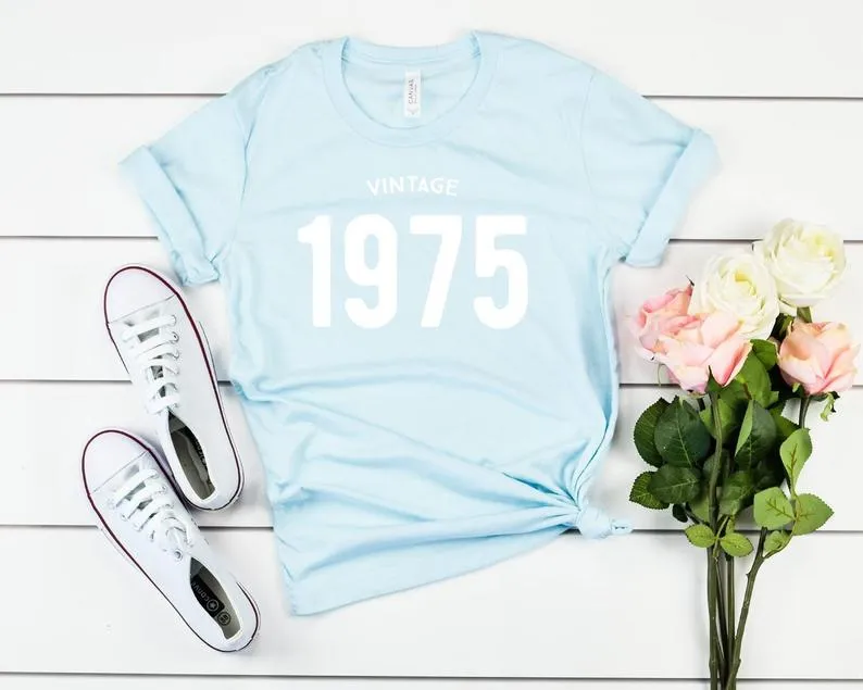 Vintage 1975 Birthday T-Shirt | 49th Birthday Party T-Shirt Cotton