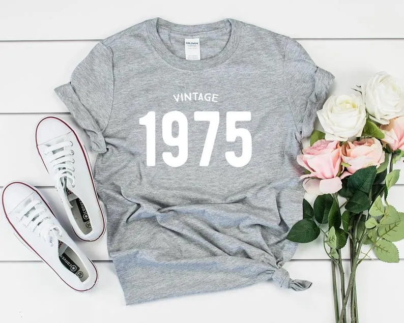 Vintage 1975 Birthday T-Shirt | 49th Birthday Party T-Shirt Cotton