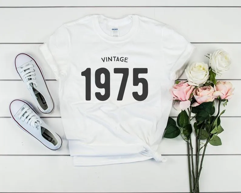Vintage 1975 Birthday T-Shirt | 49th Birthday Party T-Shirt Cotton