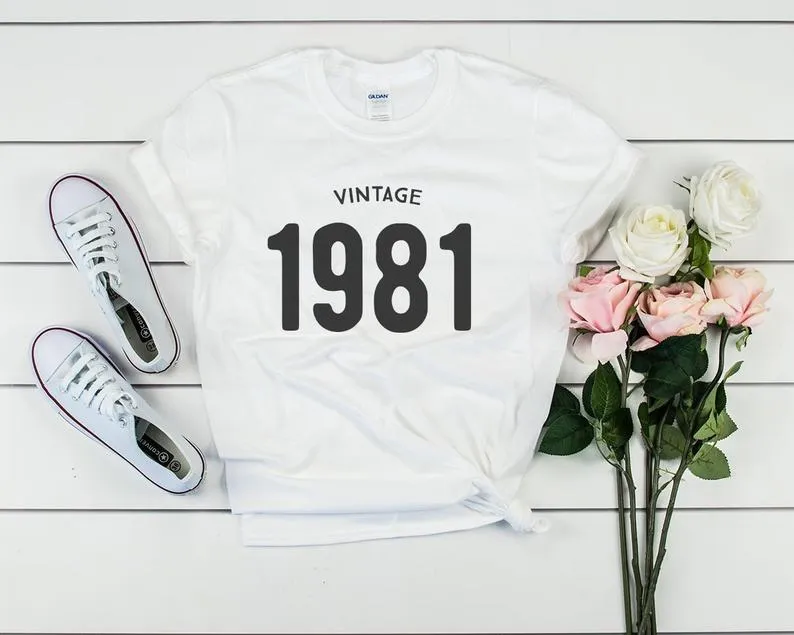 Vintage 1981 Birthday T-Shirt | 43rd Birthday Party T-Shirt Cotton