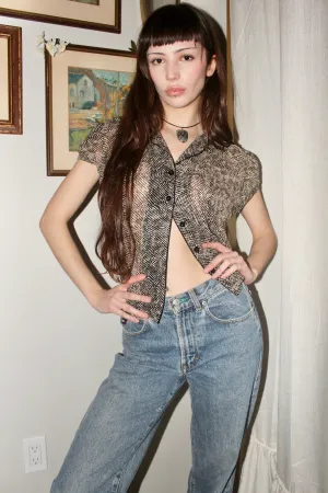 Vintage 90s Dainty Sheer Silk Blouse (S)