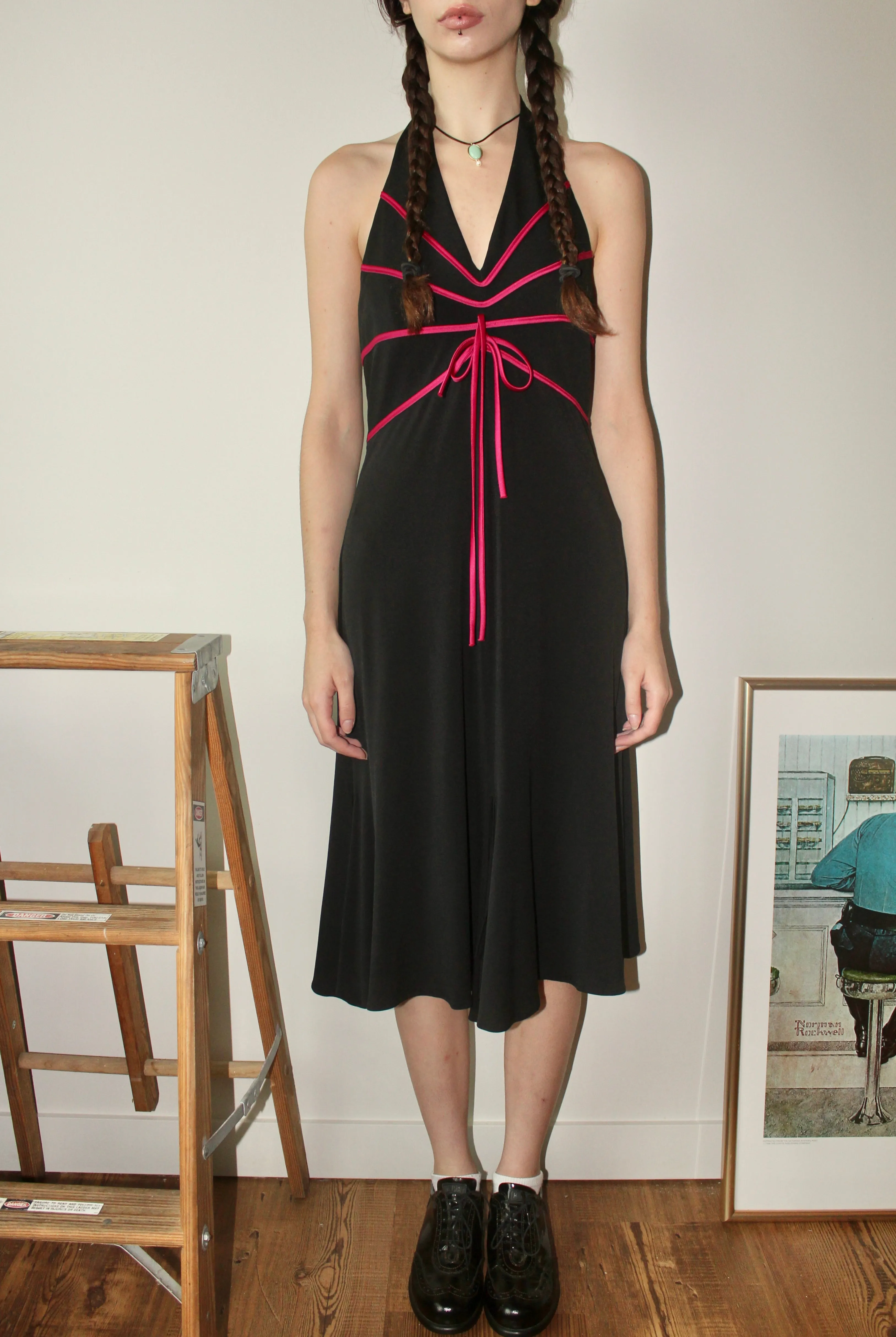 Vintage 90s Halter Midi Dress (M)