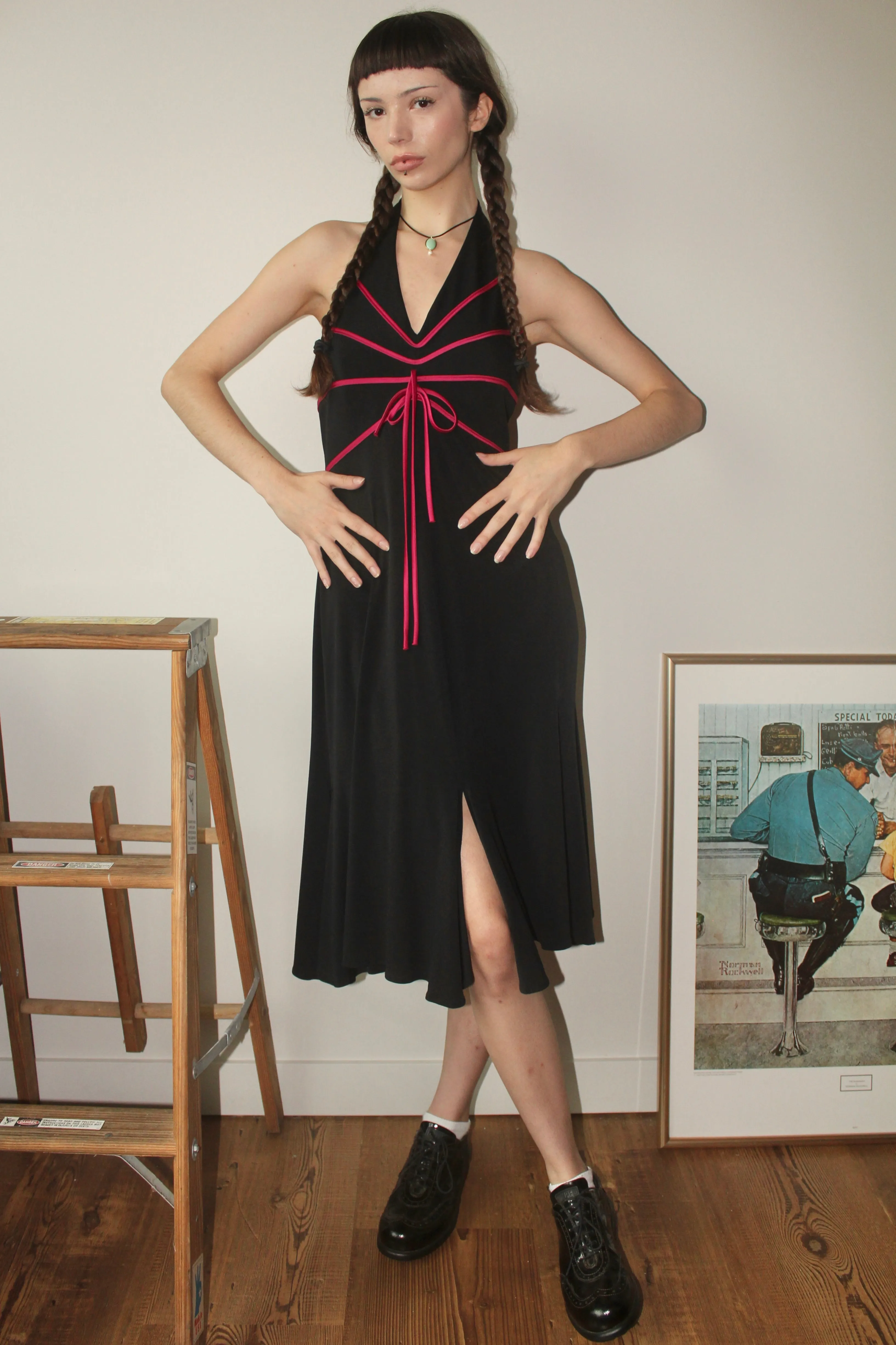 Vintage 90s Halter Midi Dress (M)