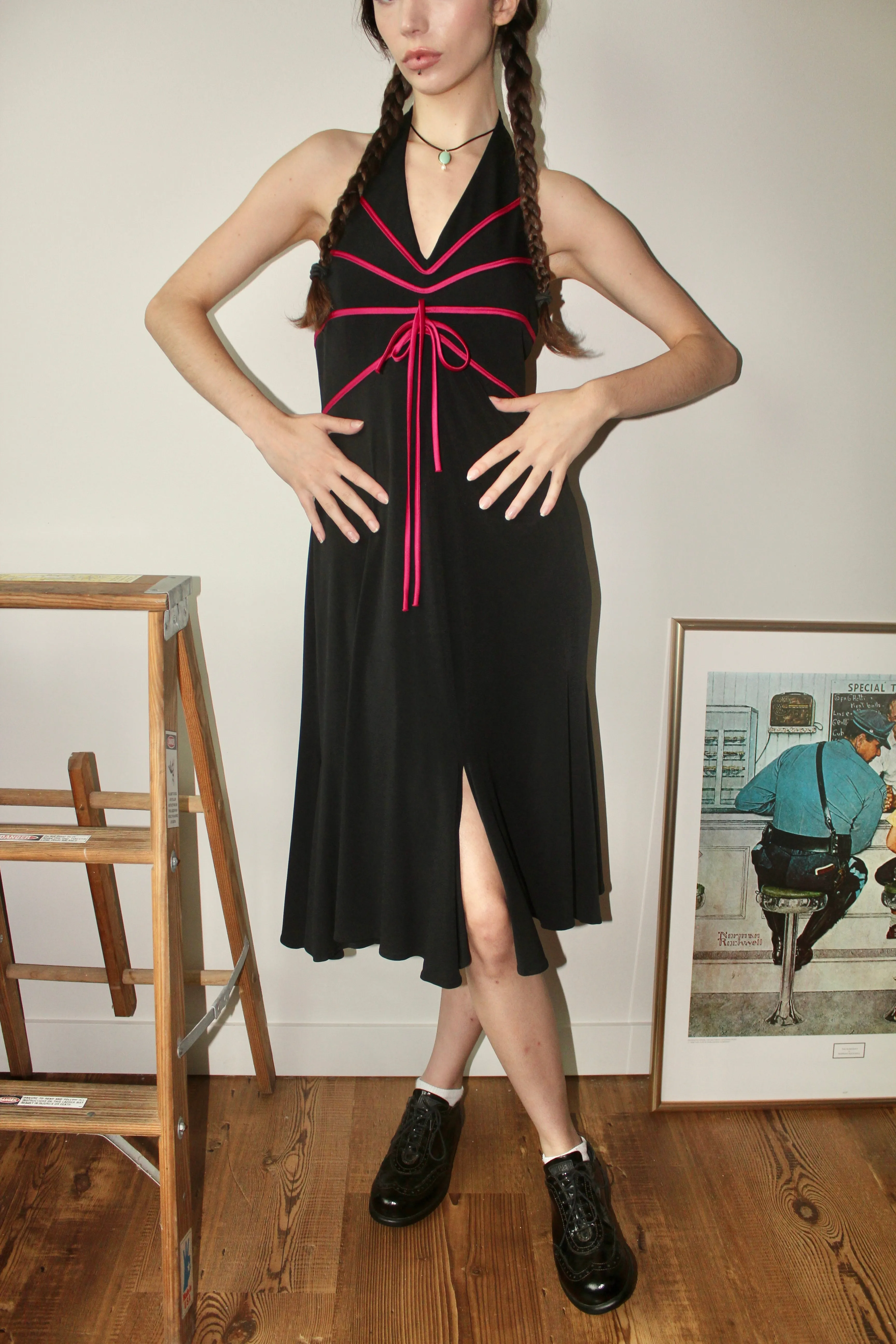 Vintage 90s Halter Midi Dress (M)