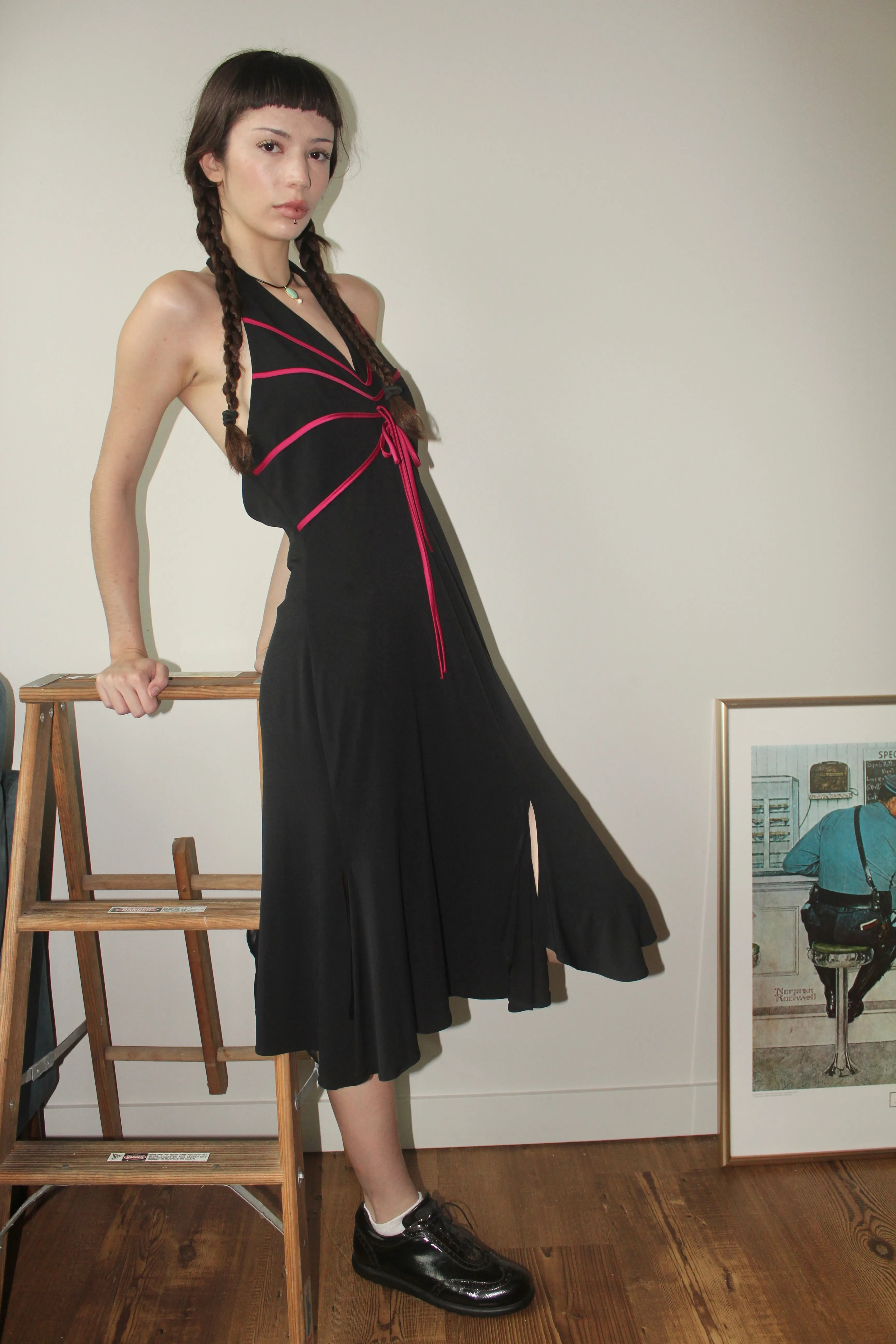 Vintage 90s Halter Midi Dress (M)