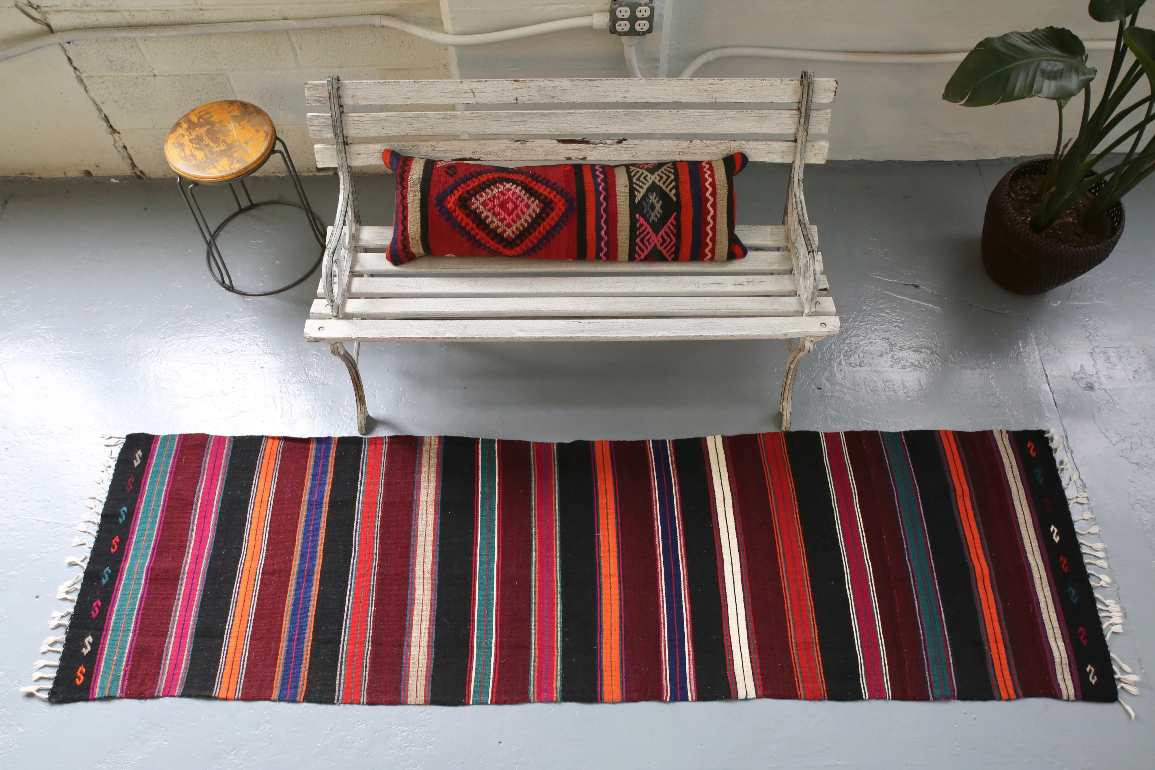 Vintage Anatolian Kilim Runner 2.2ftx8.2ft