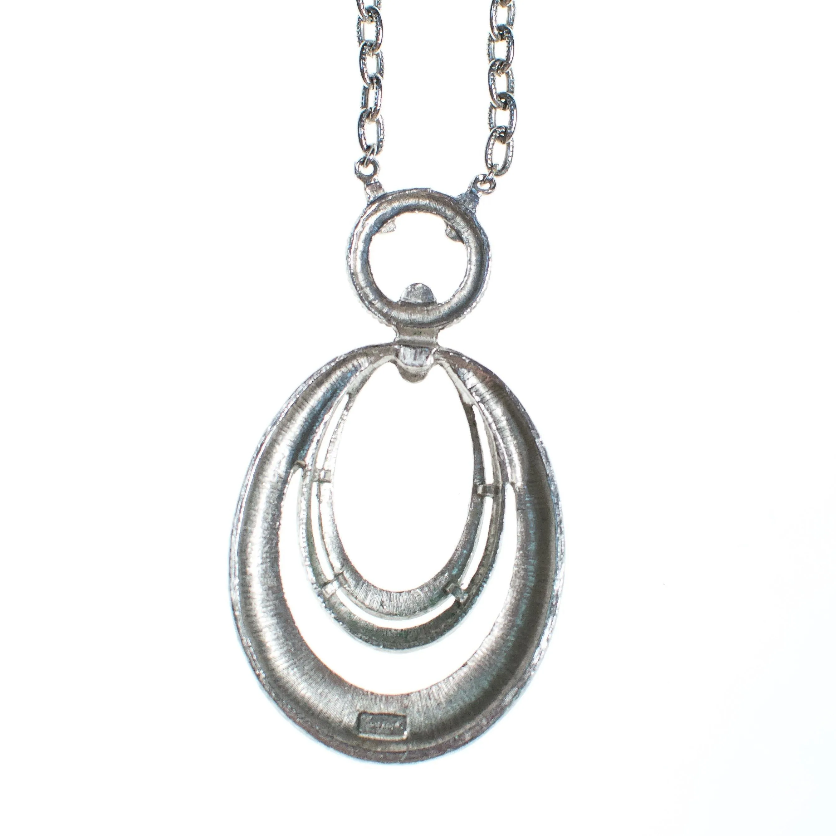 Vintage Crown Trifari Silver Modernist Statement Necklace