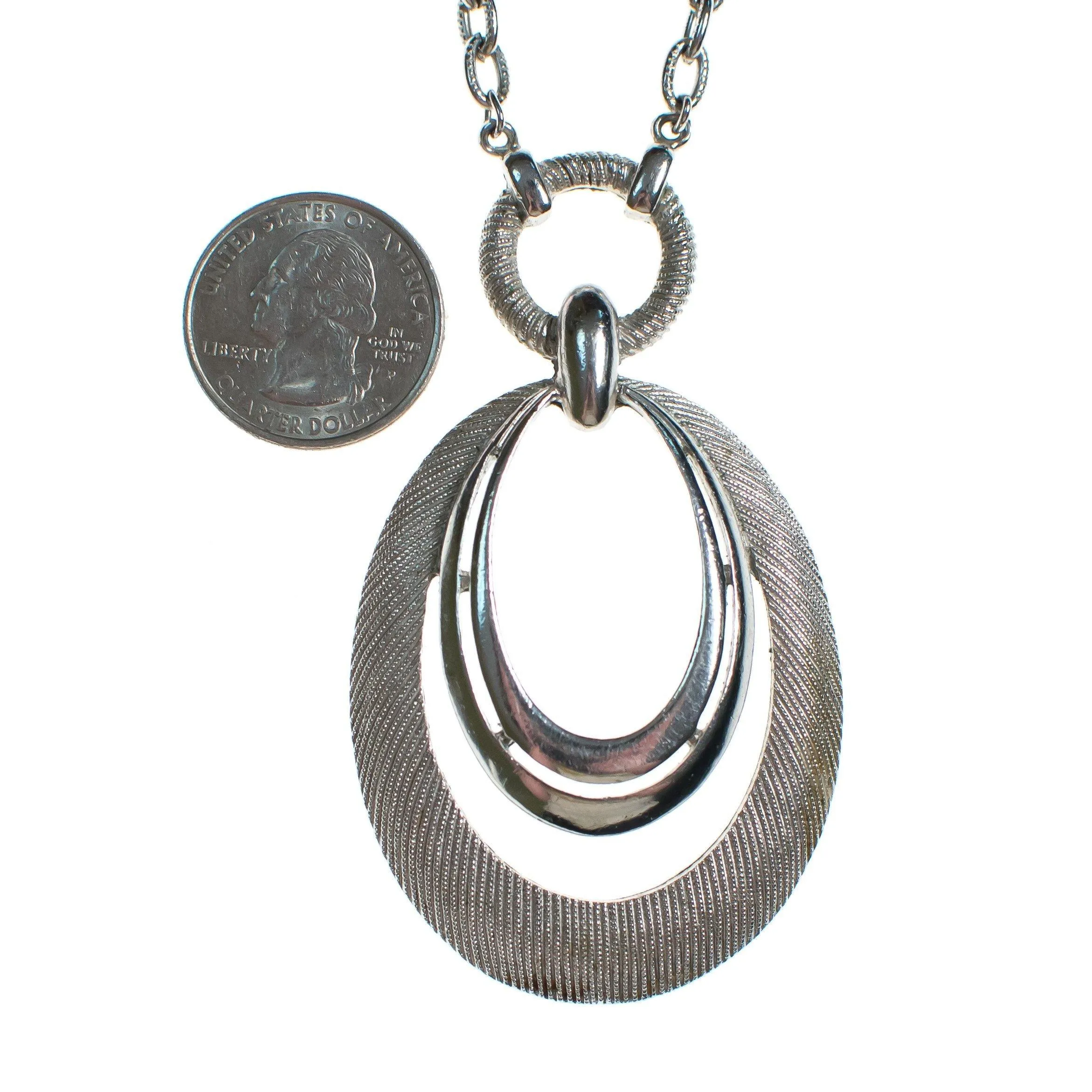 Vintage Crown Trifari Silver Modernist Statement Necklace