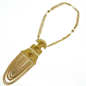 Vintage Etruscan Statement Necklace with Waterfall Chain