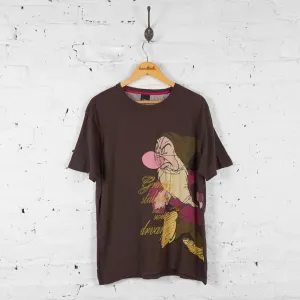 Vintage Grumpy Snow White Character T-shirt - Brown - XL