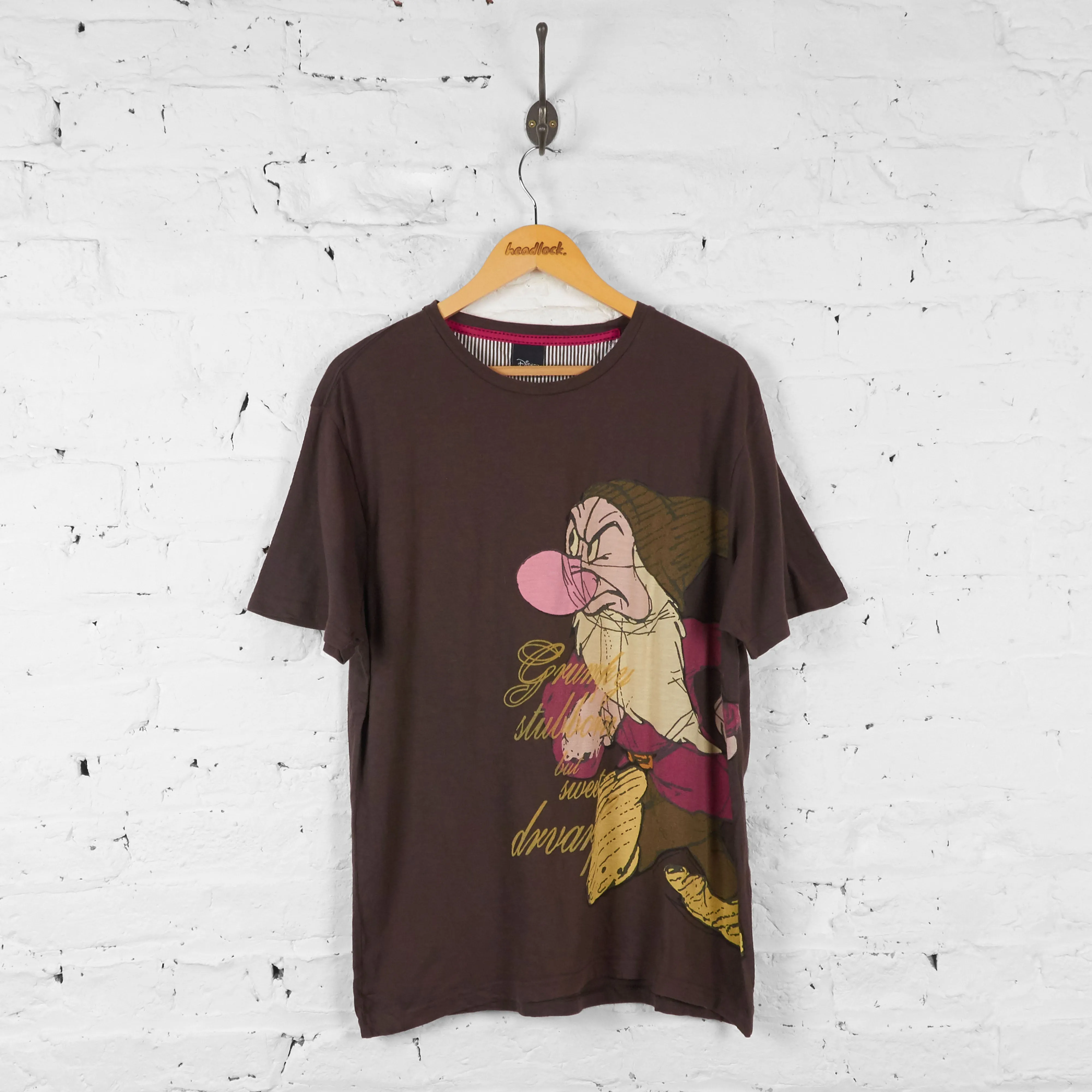 Vintage Grumpy Snow White Character T-shirt - Brown - XL