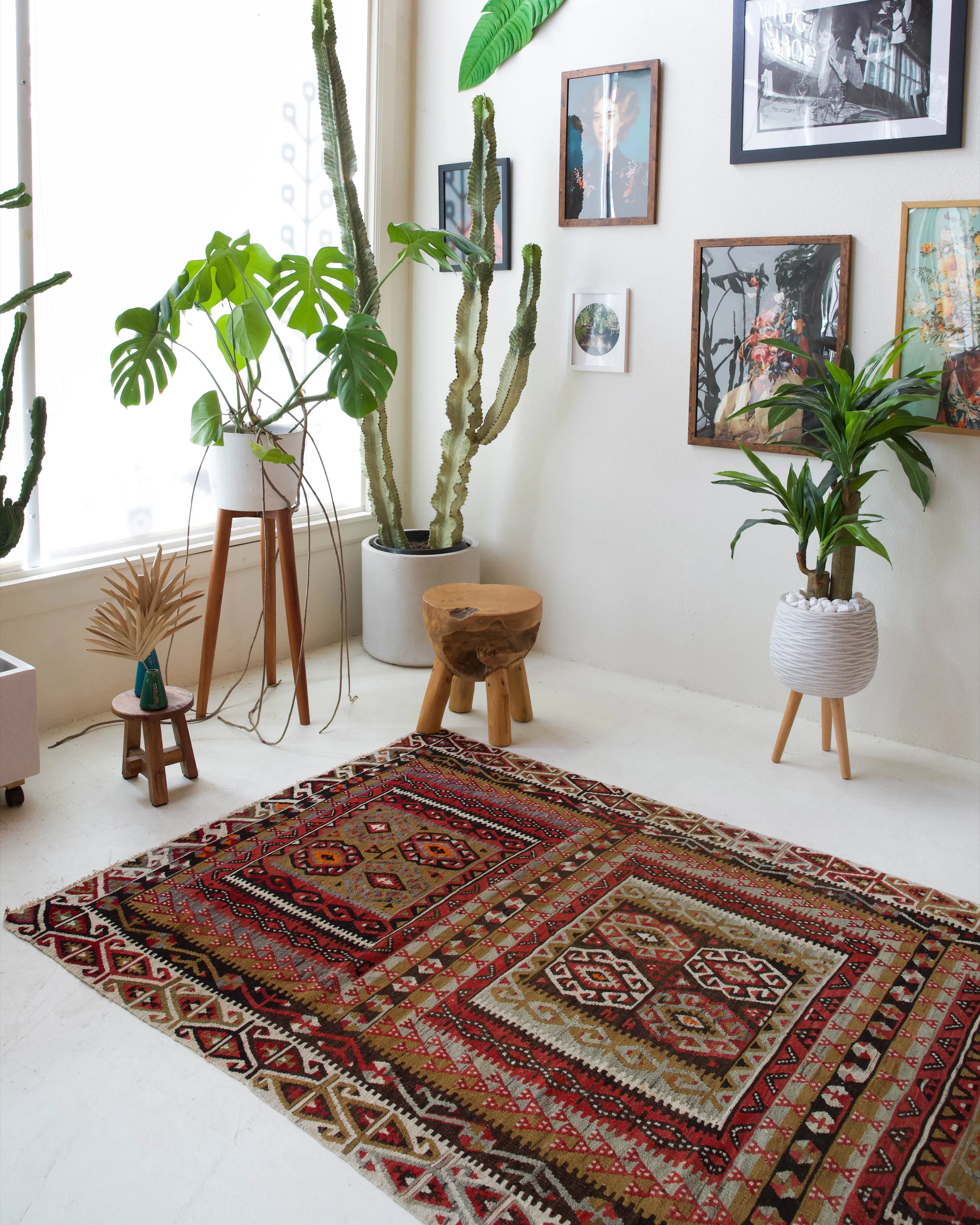Vintage Kayseri Avsar Kilim Rug 4'6"x10'3"