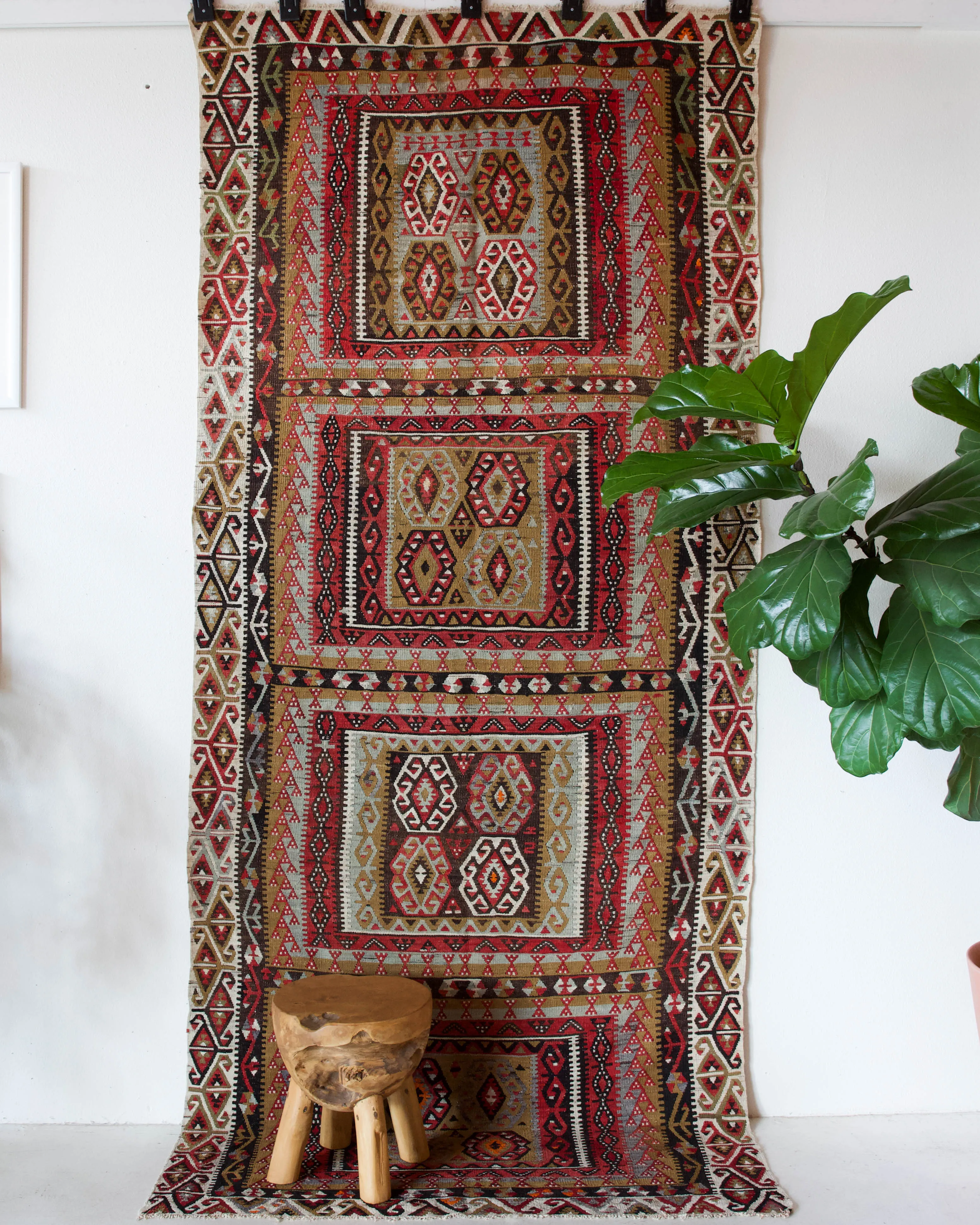 Vintage Kayseri Avsar Kilim Rug 4'6"x10'3"