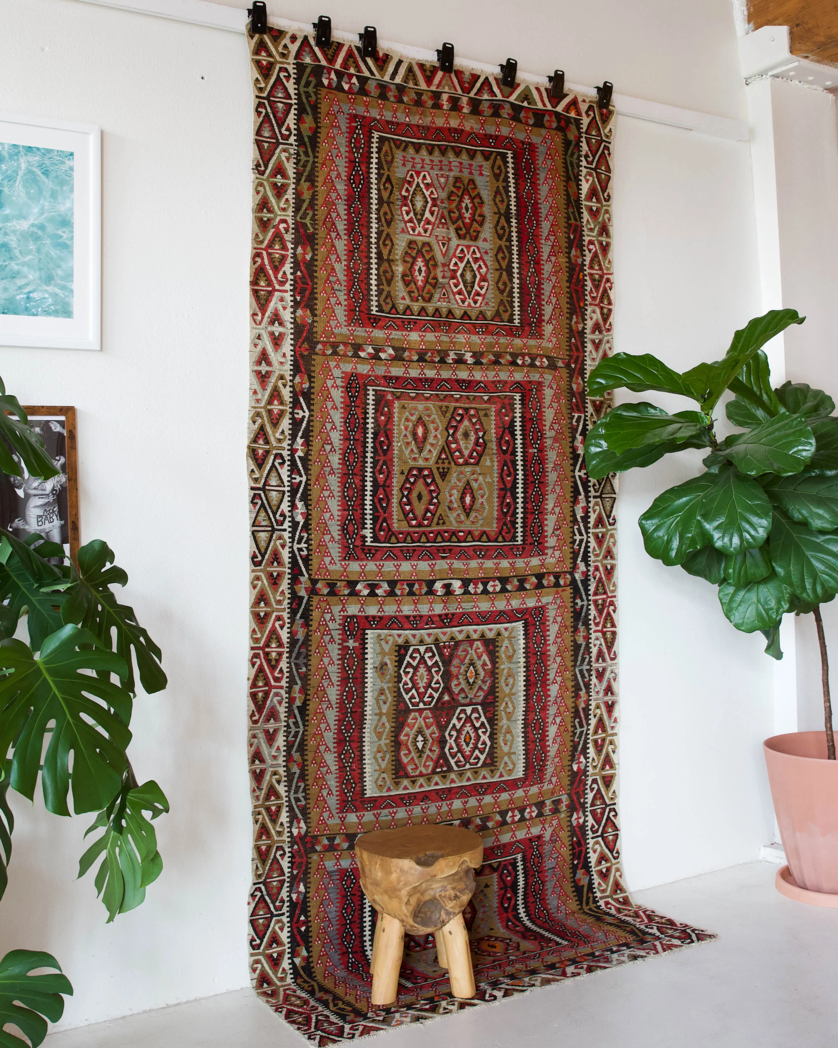 Vintage Kayseri Avsar Kilim Rug 4'6"x10'3"